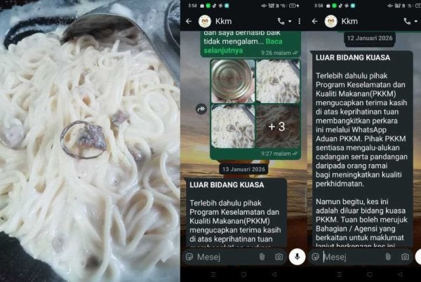 Wanita jumpa cebisan tikus dalam sos, wanita kecewa KKM jawab luar bidang kuasa kami